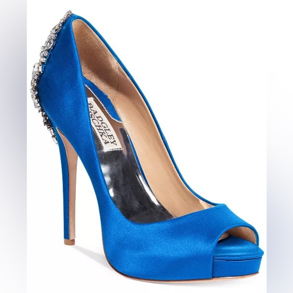 BADGLEY MISCHKA
Women's Royal Dress Peep-Toe Pumps 👠 Size 6.5 Iris Satin